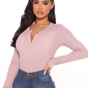 Mauve Henley Button Top Fashion Nova